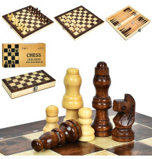 Набор 3 в 1 деревян. шашки/шахматы/нарды (A0090)
