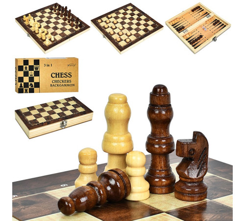 Набор 3 в 1 деревян. шашки/шахматы/нарды (A0090)
