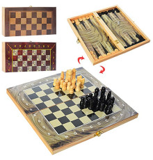 Набор 3 в 1 деревян. шашки/шахматы/нарды (28ACD)