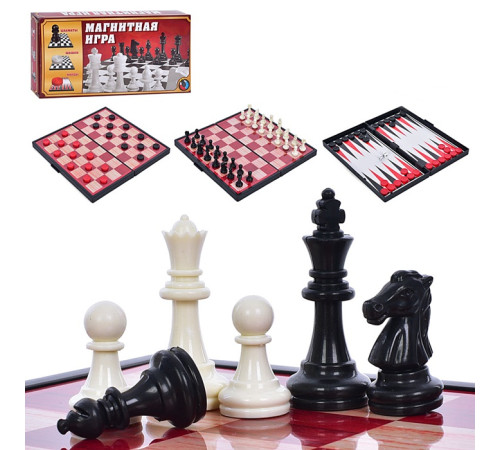 Набор 3 в 1 шашки/шахматы/нарды (9831N)